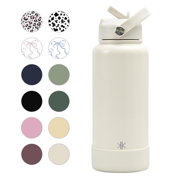 KEWIXY 32 oz Insulated Water Bottle with Straw, Leak Proof