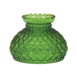 B&P Lamp 7 Inch Fitter, Dark Green Quilted Student Glass Shade with Crimped Top