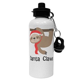 TooLoud Cute Christmas Sloth - Santa Claws Aluminum 600ml Water Bottle - White