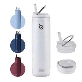 Bottle Bottle Insulated Water Bottle Stainless Steel 32 oz (946 ml) with Straw Handle for Sports, Travel, Gym, Double-Walled Leak-Proof, BPA-Free (White)