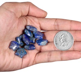 Nupuyai 12pcs Lapis Lazuli Mini Crystals Star Palm Worry Stone Set, Energy Carved Pocket Stone for Chakra Healing Home Office Decor 1.5cm