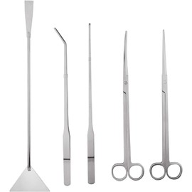 Hexint 5 in 1 Aquarium Aquascaping Kit Stainless Steel Aquarium Fish Tank Aquatic Plant Tools Tweezers Scissors Spatula Set with PH Test Strips