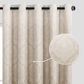 DWCN Ombre Room Darkening Blackout Curtains for Bedroom - Damask Patterned Thermal Insulated Grommet Drapes for Living Room, Set of 2 Gradient Window Curtain Panels, 70 x 84 Inches Long, Taupe