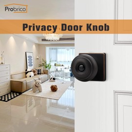 Probrico Square Doorknobs Privacy Door Handles, Bedroom Door Knobs with Lock, Oil Rubbed Bronze Interior Door Knob for Bathroom, Stainless Steel, 5 Pack