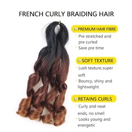 3 Tone French Curl Braiding Hair 8 Inch Curly Braiding Hair Pre Stretched 8 Packs French Curl Crochet Braids for Box Braids with Curly Ends for Black 