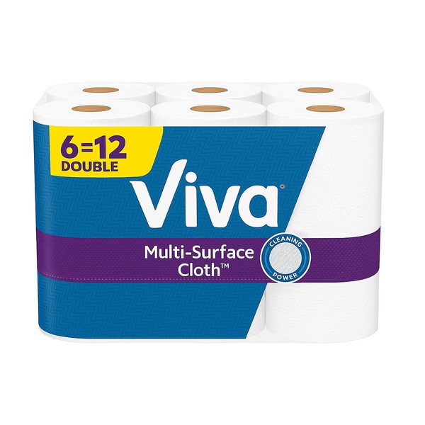 Viva Multi-Surface Cloth Paper Towels, 6 Double Rolls = 12