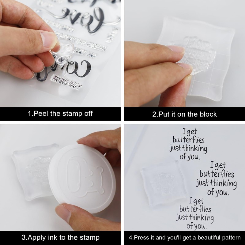 6 Pcs Stamp Blocks with Grid and Grip, Acrylic Clear