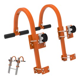 Roof Ladder Hooks,Heavy Duty Steel Extension Ladder Stabilizer for Roof,Ladder Roof Hook with Wheel Extension Ladder Rubber Grip T-Bar for Roof Ridge 2 Pack