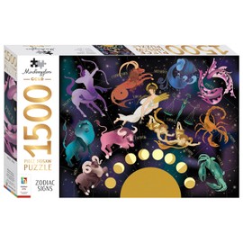 Curious Universe - Mindbogglers Gold 1500-Piece Jigsaw Puzzle - Zodiac Signs - Astrology Jigsaws for Adults - Over 1000 Piece Jigsaw - Cosmic Starsigns Jigsaw