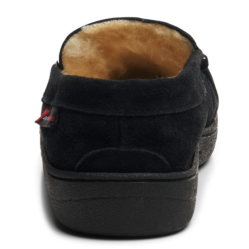 Alpine Swiss Yukon Mens Suede Shearling Slip On Moccasin Slippers