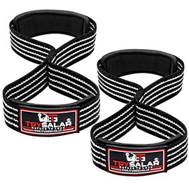TrySalar Premium Weight Lifting Straps Figure 8 Deadlifts with Padded Cuff Wrist Brace Training Powerlifter Workout Cotton Straps for Men Women Sold as Pair