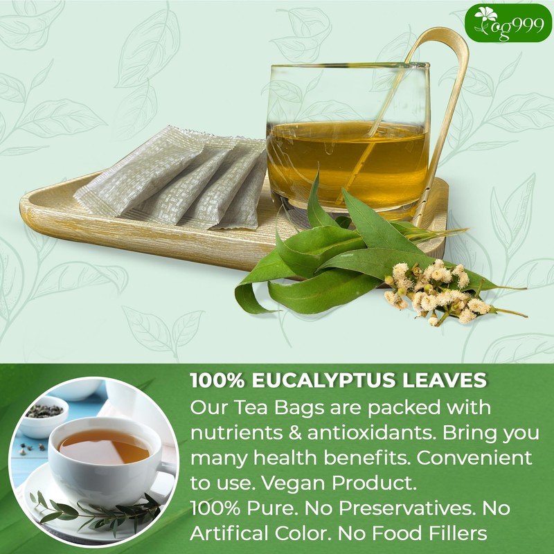TOG999, Premium 100 Eucalyptus Leaf Tea Bags, 100% Natural &