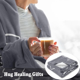 Get Well Soon Gifts for Women/Men, Thinking of You Gifts, Sympathy Gift, Cheer Up/Healing Gifts for Women, Inspirational Feel Better Gifts for Woman, Sending Hugs Gifts, Healing Hug Blanket 150X130CM