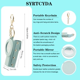 SRYTCYDA Leather Keychain for Women, Portable Lipstick Case with Mirror for Purse, Keychain Chapstick Holder for Women Gifts, Mther's Day, Birthday, Valentine's Day, Christmas (Pink)