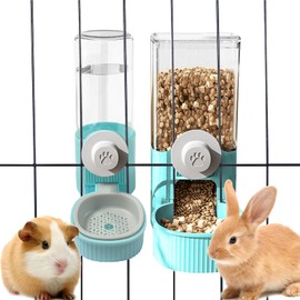 Hanging Cage Automatic Pet Food Water Dispenser, 41oz Hanging Automatic Food Dispenser, 18oz Pet Water Bottle for Cage Crate, Suitable for Kitten Rabbit Chinchilla Hedgehog Ferret (Blue, 41Oz)