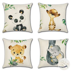 Ohok Waterproof Cushion Cover, 45 x 45 cm, Set of 4 Decorative Outdoor Cushion Covers, Decorative Sofa Cushion, Couch Cushion, Decorative Cushion Covers for Sofa, Living Room, Balcony, Garden, Car