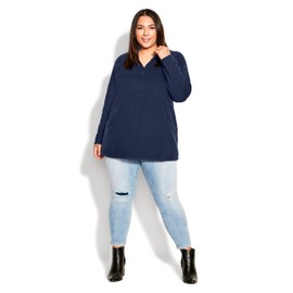 Avenue Women's Plus Size Tunic - Polar Fleece Pocket, 30-32 Navy