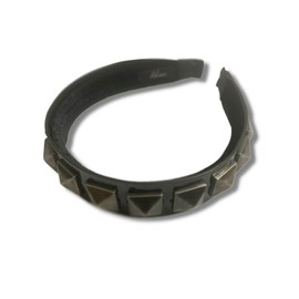 Mia Beauty Studded Leather Headband for Women, Teens - Black + Yellow Gold Metal Studs 1PC (black + black studs)