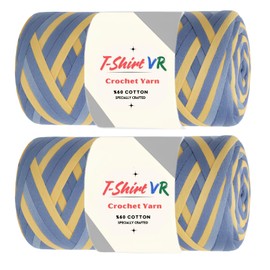 Art of Yarn T-Shirt Yarn VR%60 Cotton for Crocheting Knitting Chunky Metallic Fabric Beginner t Shirt 500g, 272 Yards Coaster Perfect Bags, Baskets Home Decor 2 Pack Soft Denim Multicolor 9915