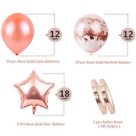 Balloons Welcome Home Decoration Rose Gold Balloons Set for Birth Girls, Helium Letters Foil Balloons Welcome Home Banner Garland, Rose Gold Latex Balloons for Baby Boy Home