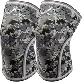 AEOLOS Knee Wraps (1 Pair), 7mm Compression Knee Brace for Heavy Lifting, Squats, Gym and Other Sports (Camo Grey L)
