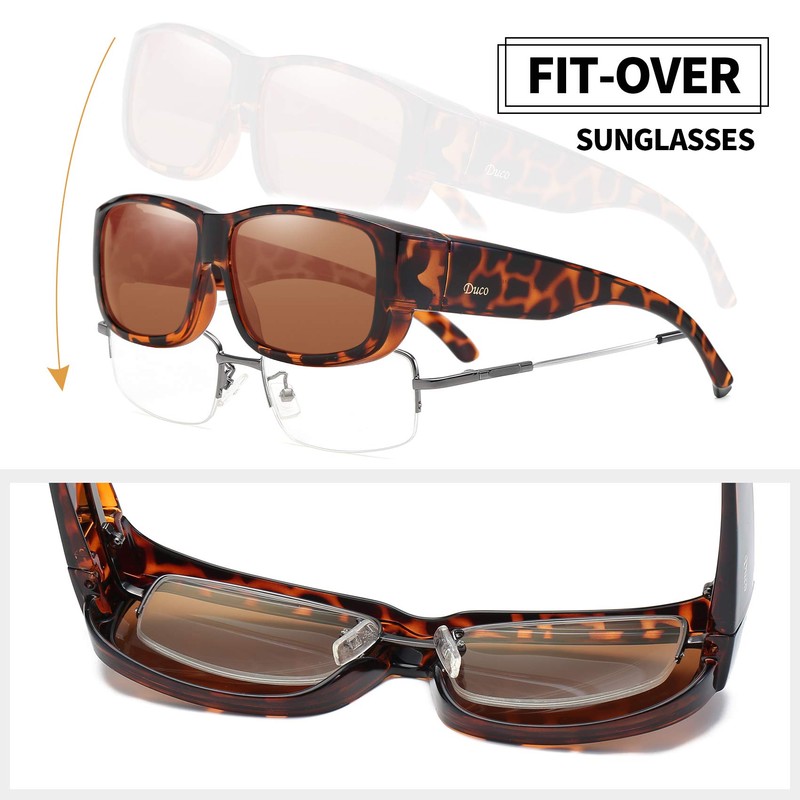 DUCO POLARISED OVERGLASSES Wraparound Fit Over Glasses for Myopia 8956