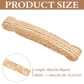 FINGERINSPIRE 48 m Wheat Straw Ribbon for Hat Making, 7 - 8 mm Wide Millinery Hat Straw Braiding Tape Blanched Almond Colour Natural Wheat Straw Hat Making DIY Craft Accessories