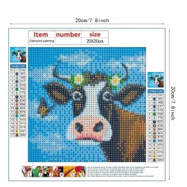 Unbranded 5D Diamond Painting Kit 20X20cm Cow with Daisy Wreath and Butterfly