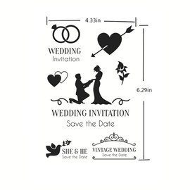 Diamond Ring Wedding Invitation Valentine's Day Clear Stamps Transparent Silicone Stamp Album Cards Rubber Stamp for Card Making Decoration and DIY Scrapbooking