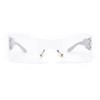 Womens Wrap Rimless Shield Plastic 80s Color Mirror Sunglasses Silver