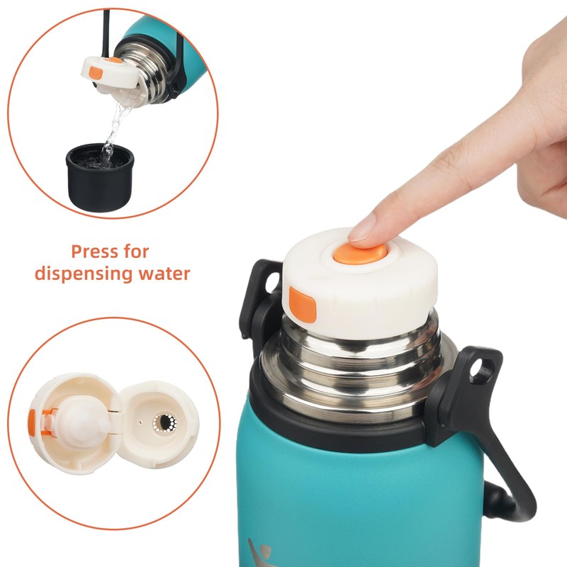 Insulated Water Bottle with Handle and Strap,Vacuum Travel Tumbler with