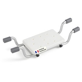 Non-slip aluminium and plastic PMR bath seat – Adjustable in width (780 to 860 mm) – Safety and comfort for elderly or disabled people – Tool-free installation