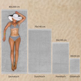Hausfelder Sauna Towel 80 x 200 cm - Premium 500 g/m² Sauna Towel Large - Women's and Men's Sauna Towel, 100% Cotton, Oeko-Tex Certified (80 x 200 cm, Light Grey)