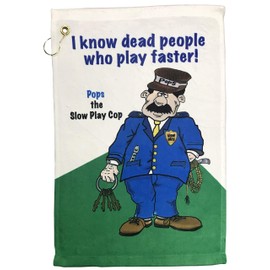 Giggle Golf Pops The Slow Play Cop Golf Towel and Can Cooler | Funny Golf Towel
