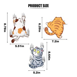 Scratch Cat Vinyl Car Sticker Decal, Three Funny Climbing Cats Scratch Repair Sticker, Cute Cat Scratch Cover Funny Bumper Decal with Squeegee for Auto Truck Motorcycle Wall Window Decor (Large)