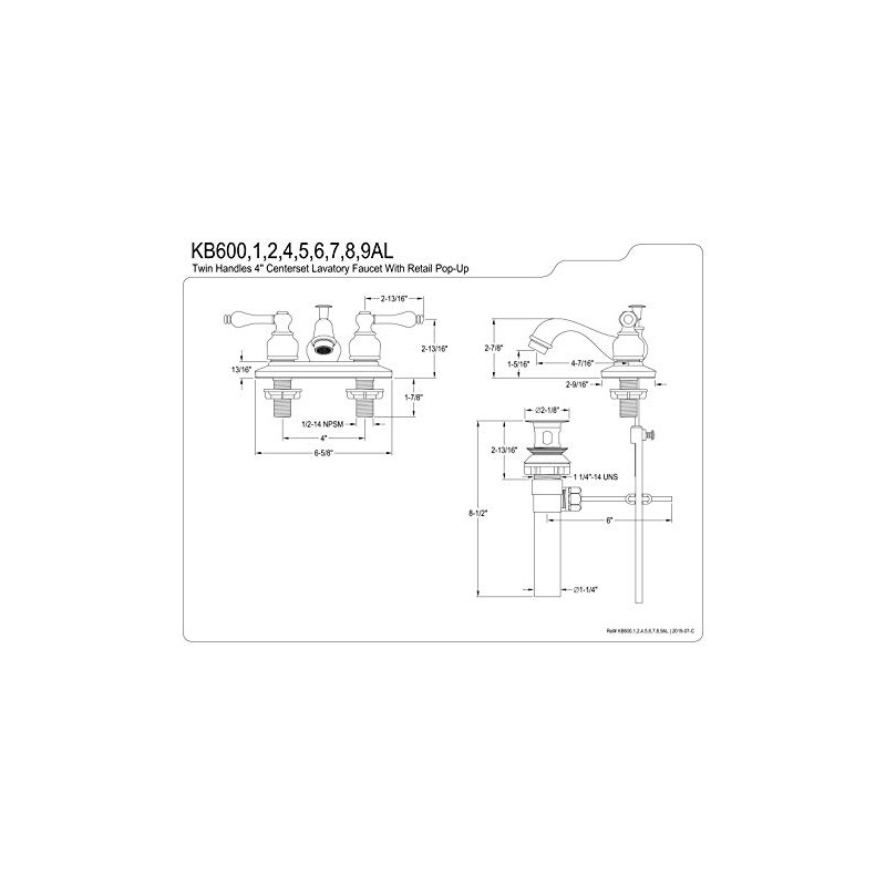 Kingston Brass KB605AL Restoration 4-Inch Centerset Lavatory Faucet with Metal