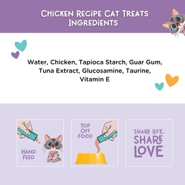 LOVE, NALA - Natural Lickable Cat Squeeze Up Treat,Topper - Chicken Mousse - Wet Food Cat Puree - Grain Free, Fiber Blend, Minerals, Vitamins - 4 Pack 2 oz.
