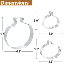 JOB JOL Cookie Cutters 3 PCS, Pumpkin Cookie Cutters, 3'' to 4.5''