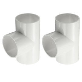 sourcing map 2pcs 3 Inch Tee 3 Way PVC Pipe Fitting Connector, Furniture Build Grade Corner Fitting Elbow Fittings for DIY Shelf Garden Support Structure Tent Connection, White