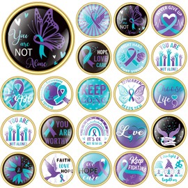 DTOFOOT 30Pcs Suicide Prevention Awareness Buttons Teal Purple Ribbon Enamel Brooch Pins for Suicide Prevention Support Statement World Suicide Prevention Day Hope Faith Lapel Badges Items Bulk