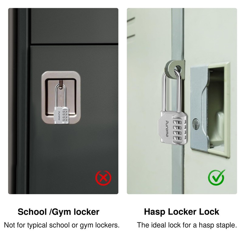 Puroma 2 Pack 2.6 Inch Long Shackle Combination Lock 4