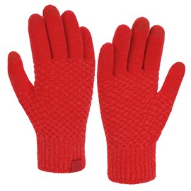Bequemer Laden Chenille Touchscreen Gloves Women's Winter Warm Winter Gloves Knitted Gloves with Elastic Cuff Women Gift, red