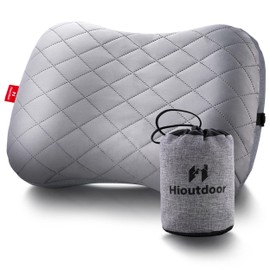Hioutdoor Inflatable Pillow for Camping with Removable Cushion Cover, Air Cushion, Beach Pillow, Ergonomic Travel Pillow, Outdoor Inflatable Travel Neck Pillow, Comfortable Sleeping Pillow (Grey)