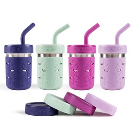 Pandaloo Pandaloo? Smoothie Cups for Kids - Stainless Steel Toddler Tumbler with Straw, Spill-Proof Sippy Cup for Smoothies - BPA-Free, Leak-Proof Lid, Toddler Snack Cups, 10 oz