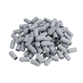 uxcell 100pcs Rubber End Caps 7mm ID Vinyl PVC Round Tube Bolt Cap Cover Screw Thread Protectors Grey