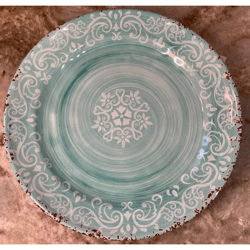 Cynthia Rowley Melamine Dinner Plates Blue Medallion Swirl Cynthia Rowley