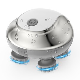 ORIA Electric Scalp Massager, Portable Head Massage Tool, Waterproof Hair Back Massager with Kneading, 4 Removable Claws, 76 Nodes, for Hair Growth, Stress Relax, Deep Clean