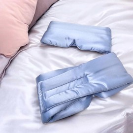 Millie & Boo Silk Sleep Mask - 100% Pure Organic Mulberry, 22 Momme Silk Eye Mask, Adjustable and Comfortable Fit for Men and Women, Luxury Eye Mask for Sleeping with Gift Box (Light Blue)