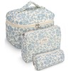 Goxiry 3er Set Kosmetiktasche Florale Make Up Tasche Leicht Kulturtasche