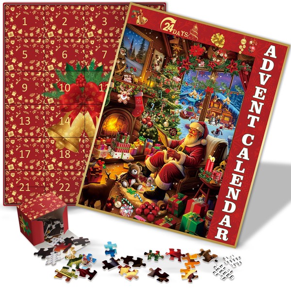 Christmas Advent Calendar Puzzle for Adults 1000 Pieces, Winter Xmas